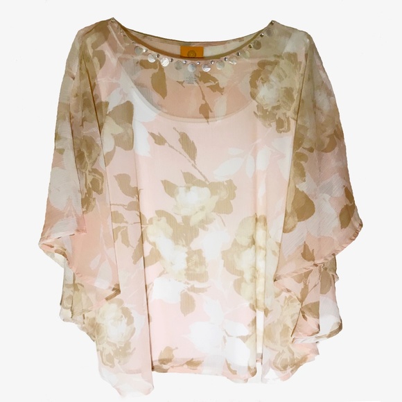 RUBY RD. FLUTTER SLEEVE TOP SIZE L - Picture 1 of 5
